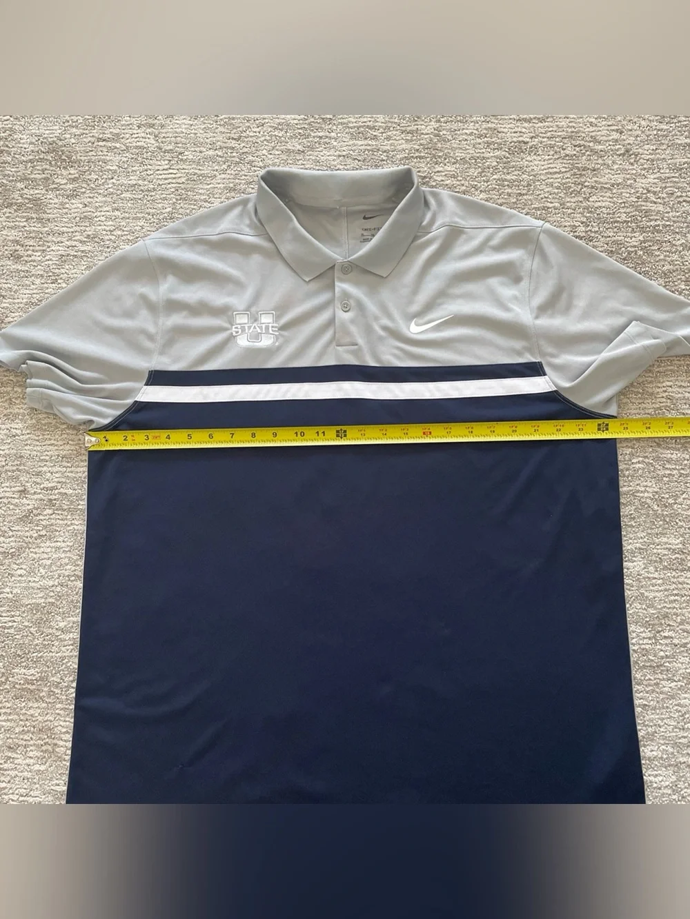 Nike Utah State Aggies Dri-Fit Polo Gray Blue Colorblock Men’s XL Performance